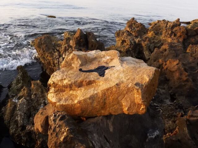_Pierre gravée pêchée en mer_